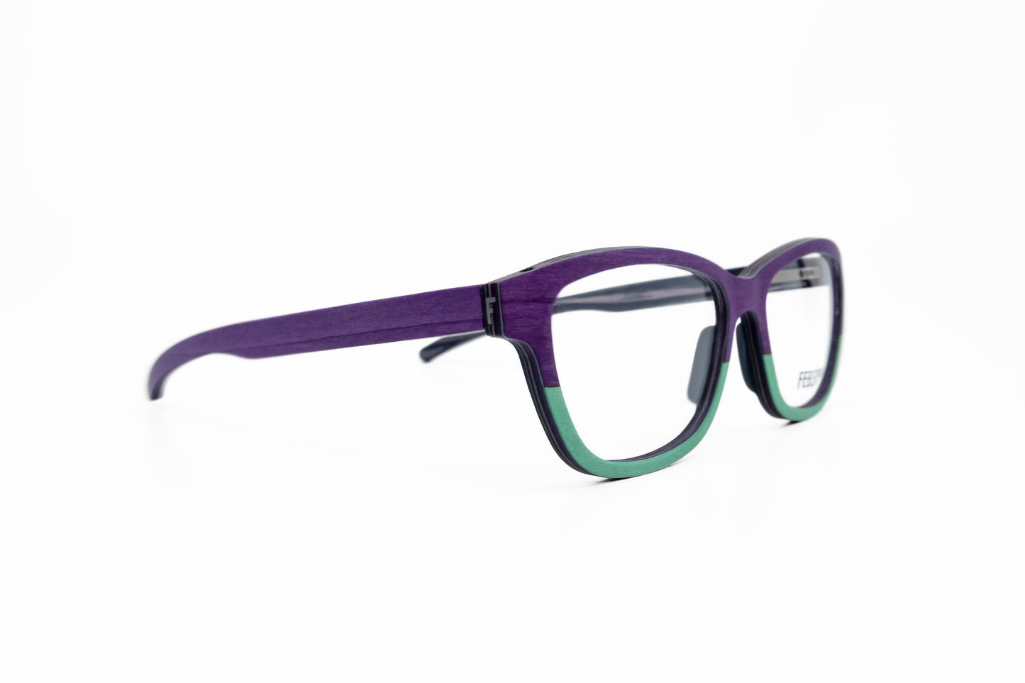 Eva by FEB31st wooden glasses purple/teal