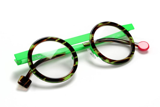 optical glasses round green metal New York
