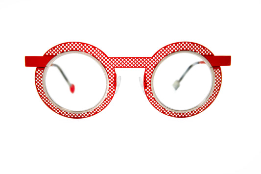 optical glasses round neon orange metal New York