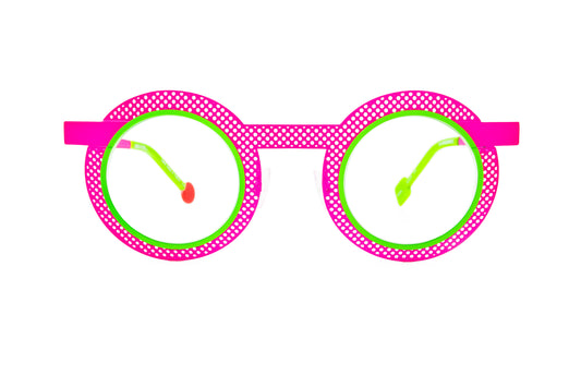 optical glasses round neon pink green metal New York