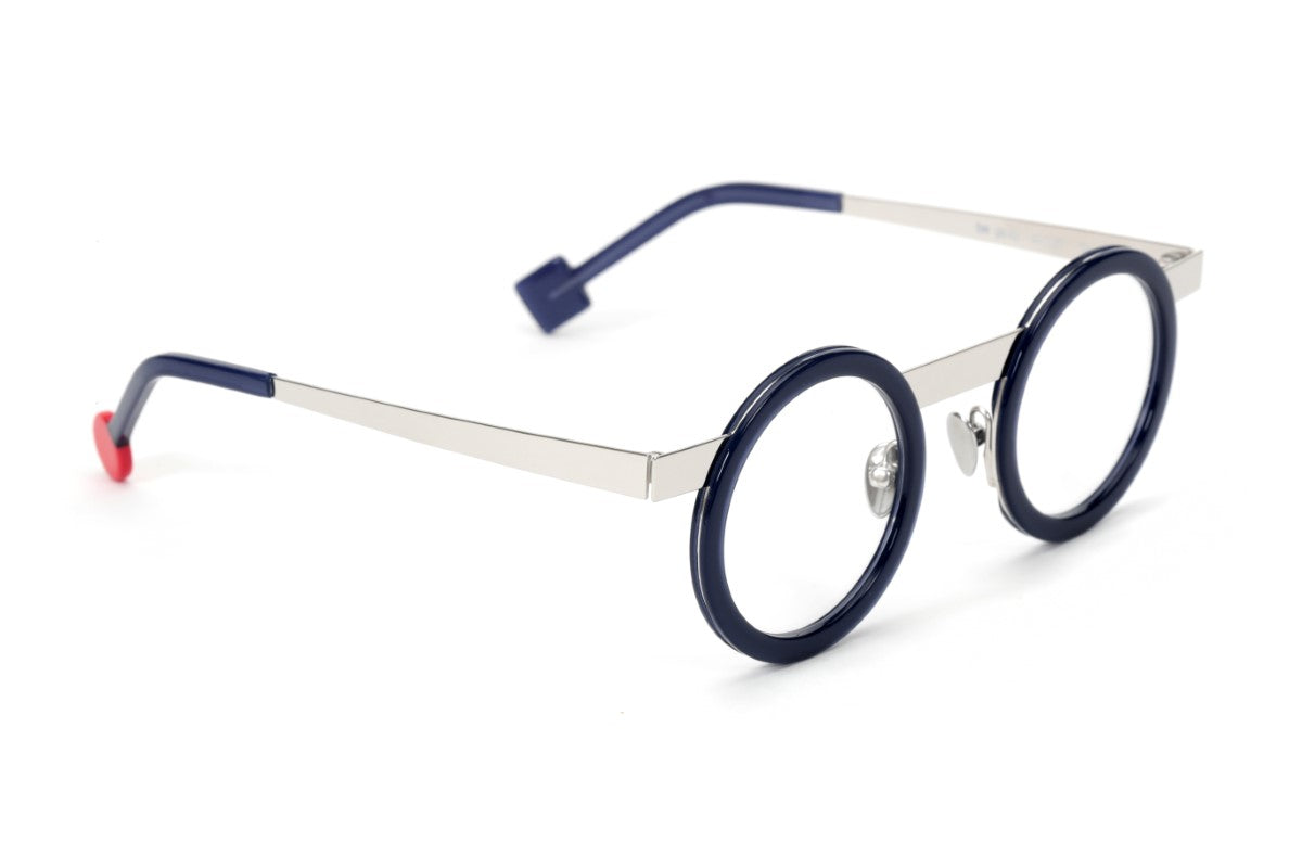optical glasses round silver blue New york
