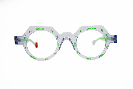 optical glasses round green plastic New York