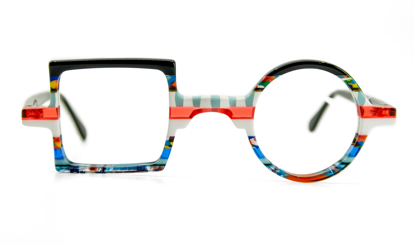 Square round Custom colorful stripes unique New York