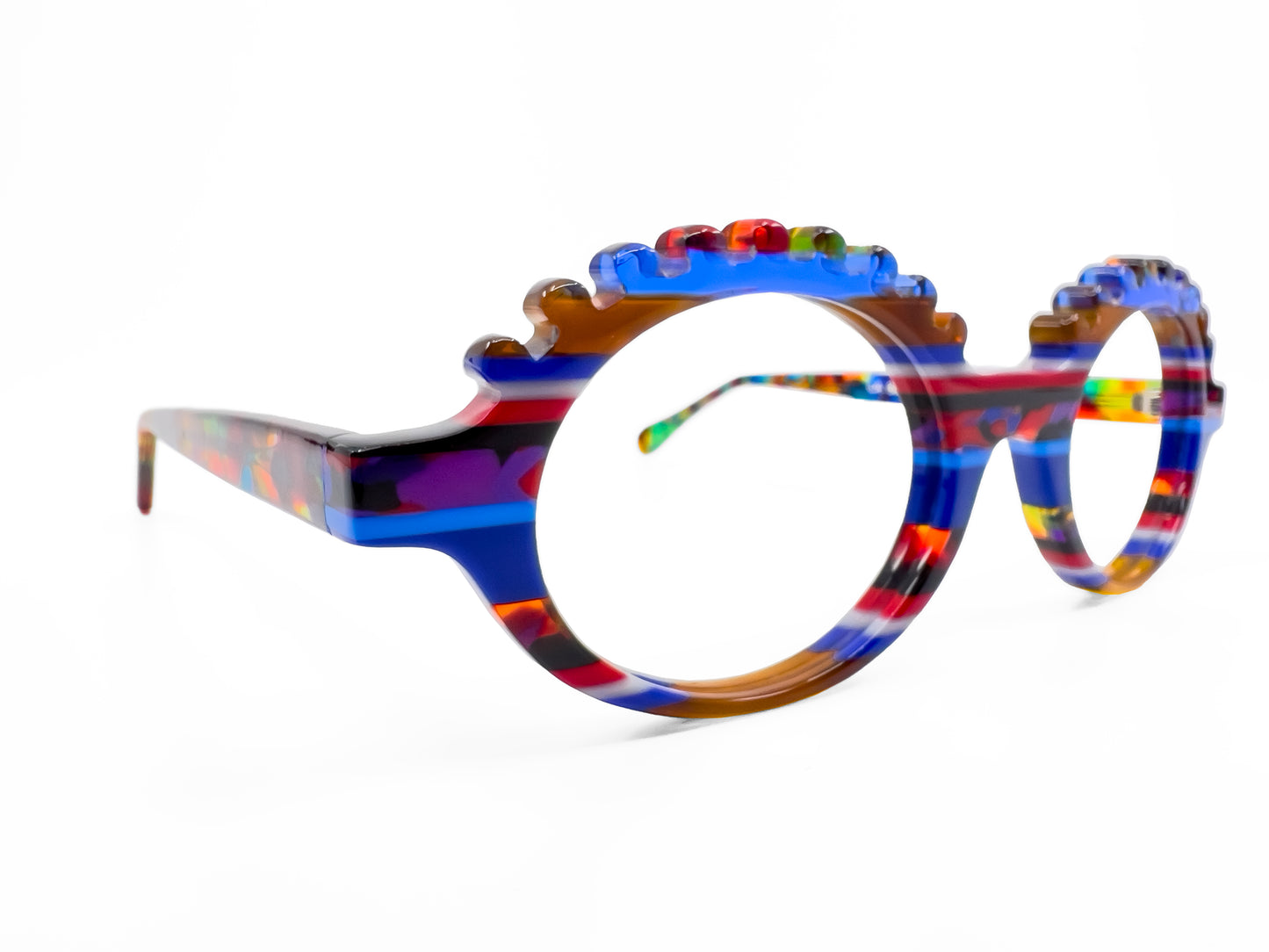 funky lashes colorful stripes custom optical glasses New York