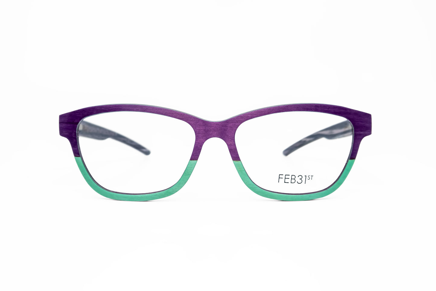 Eva by FEB31st wooden glasses purple/teal