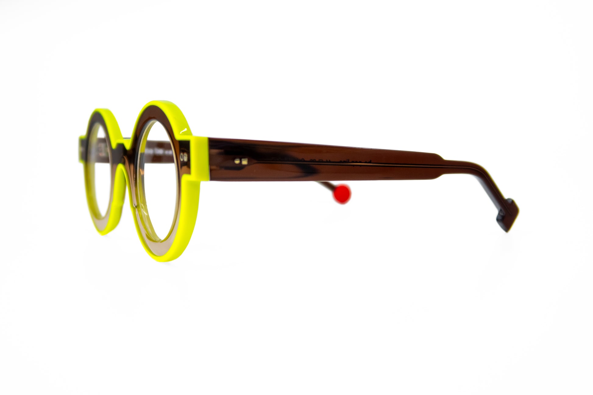 round brown neon optical glasses New York