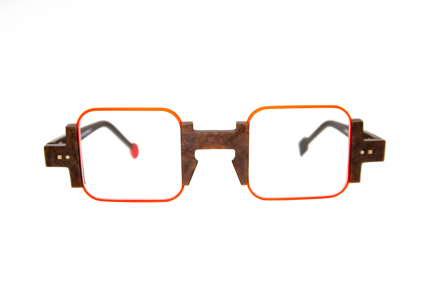 square unique Brown neon orange optical glasses New York