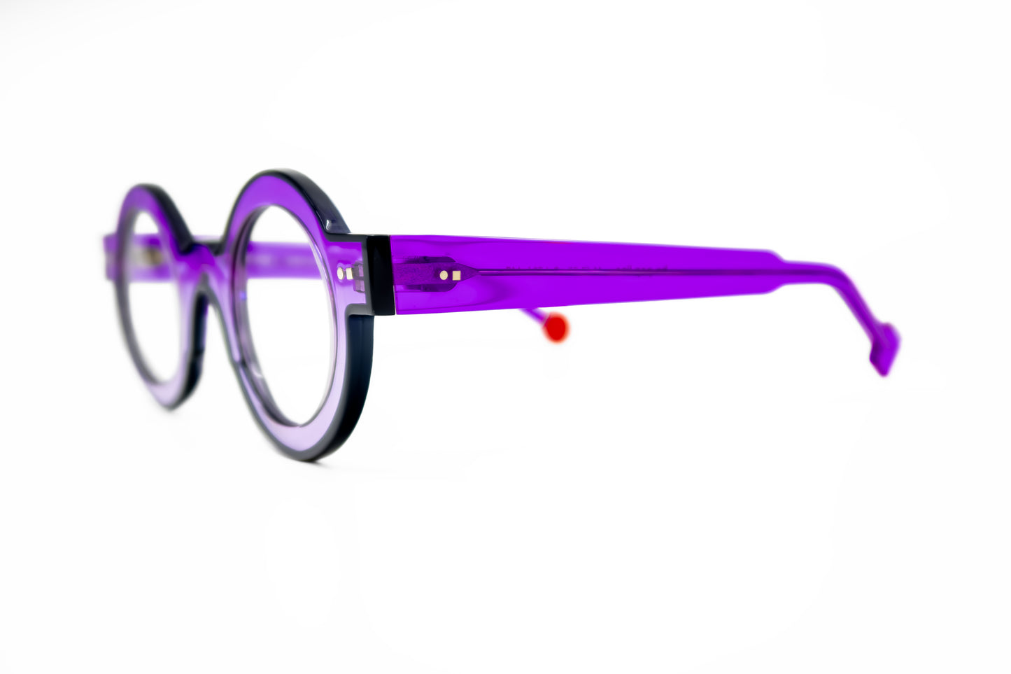 round purple blue optical glasses New York