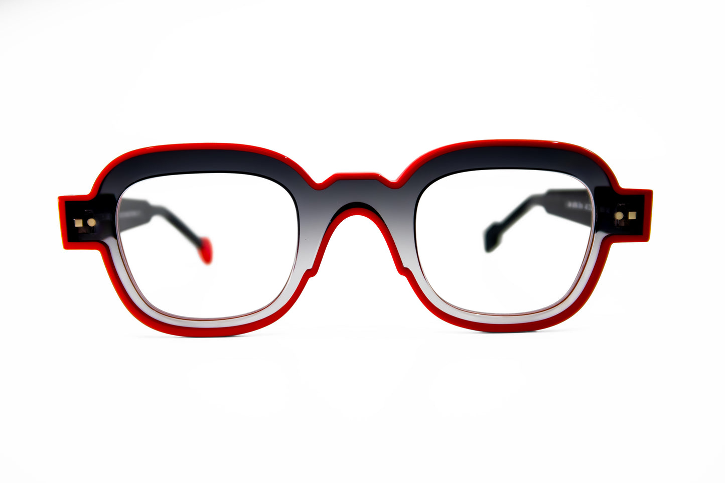 square Glasses Gray Red New York