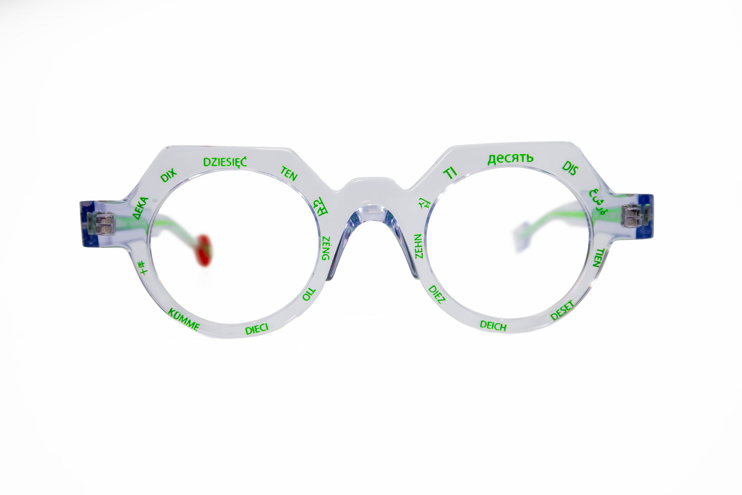 optical glasses round green plastic New York 