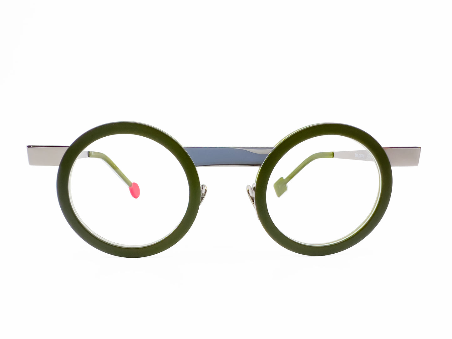 optical glasses round green metal New York 