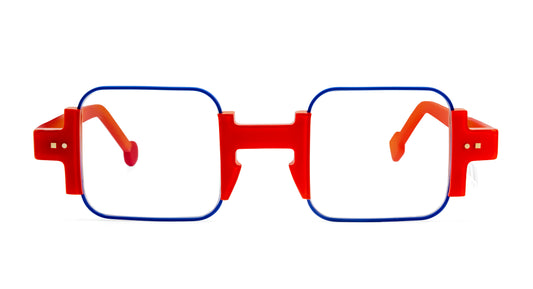 square unique blue neon orange optical glasses New York