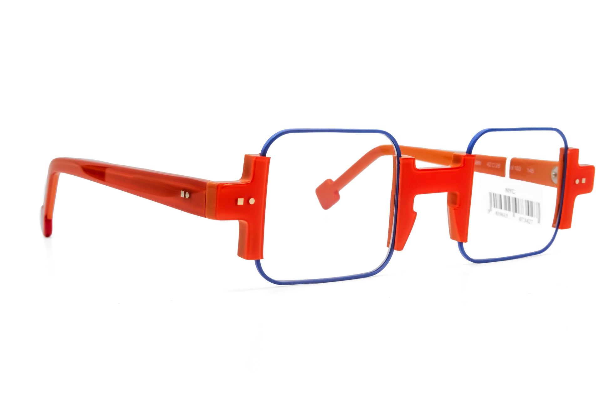 square unique blue neon orange optical glasses New York